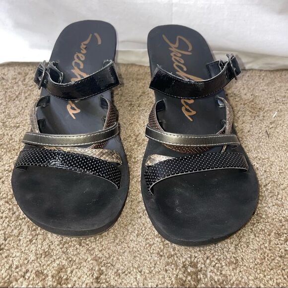 Skechers Multi Pattern Wedge Sandals Memory Foam Womans sandals SZ 9 - Picture 8 of 9